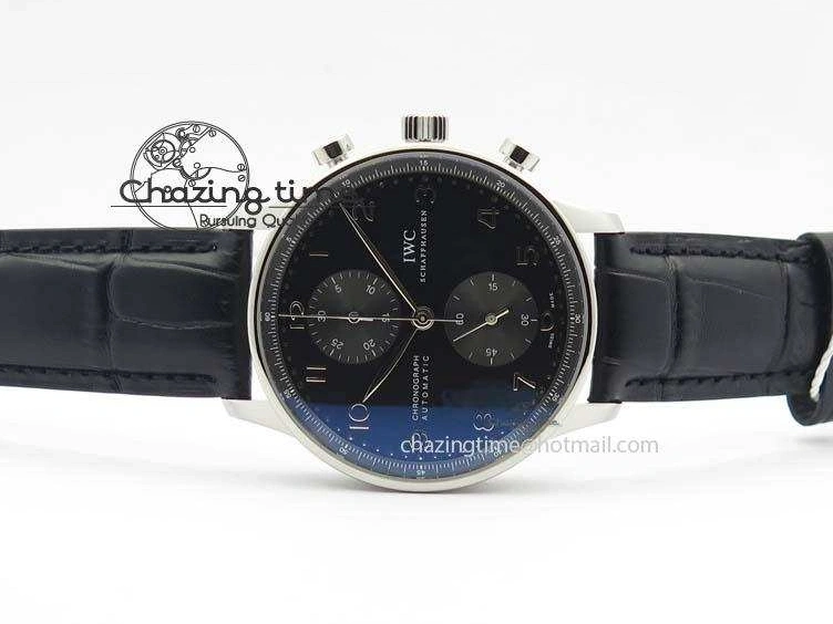 MIROTIME 0122 Reliable Portuguese IW371447 ZF 1:1 Best Edition SS Black Dial On Black Leather Strap A79350 V 7274